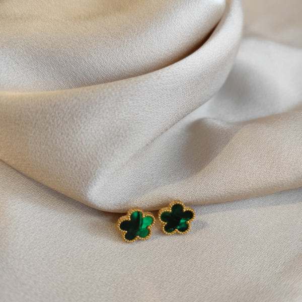 Boucles d'oreille "Fanny" vertes marbrées