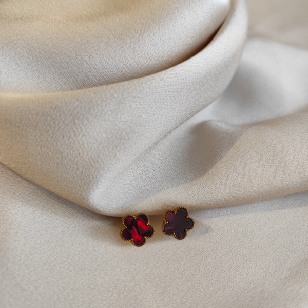 Boucles d'oreilles "Fanny" rouges marbrés